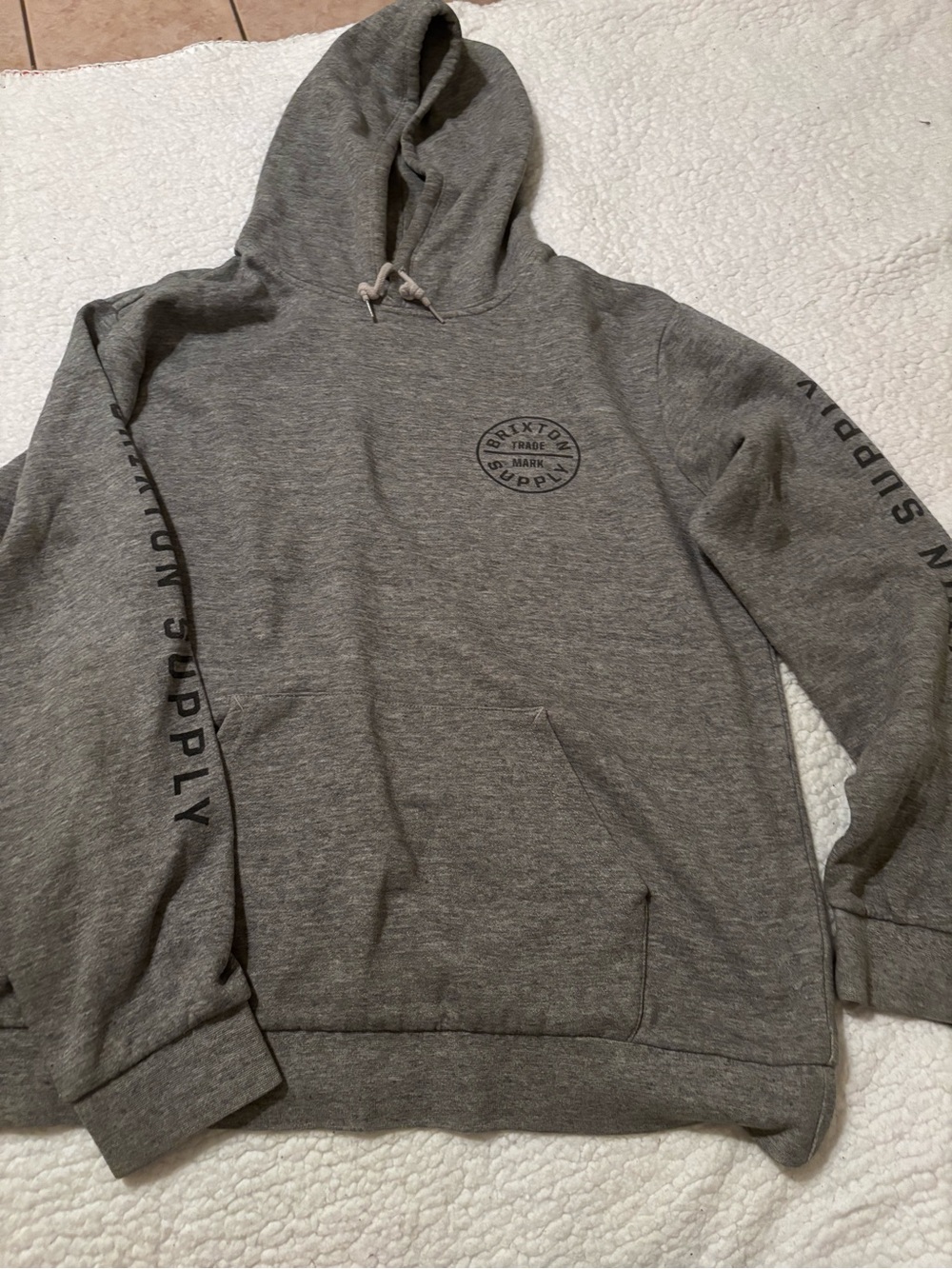 Brixton Heather Gray Logo Hooded Sweatshirt